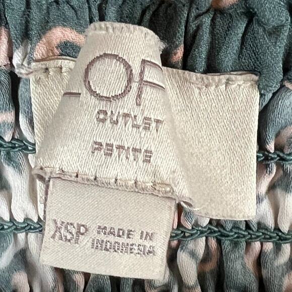 Ann Taylor Loft Outlet Green Pink White La Fleur Boho Knee Length Dress Size XSP - Picture 3 of 8